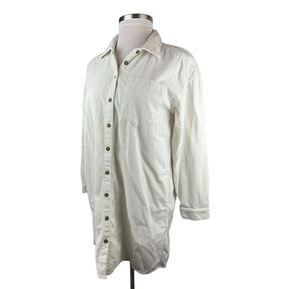 Madewell Corduroy Mini Shirtdress Pockets Lighthouse Ivory Women's Size Large - Picture 4 of 14